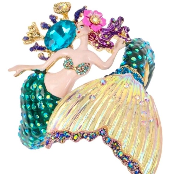 New Betsey Johnson Mermaid Hinged Bangle Bracelet - Picture 12 of 14